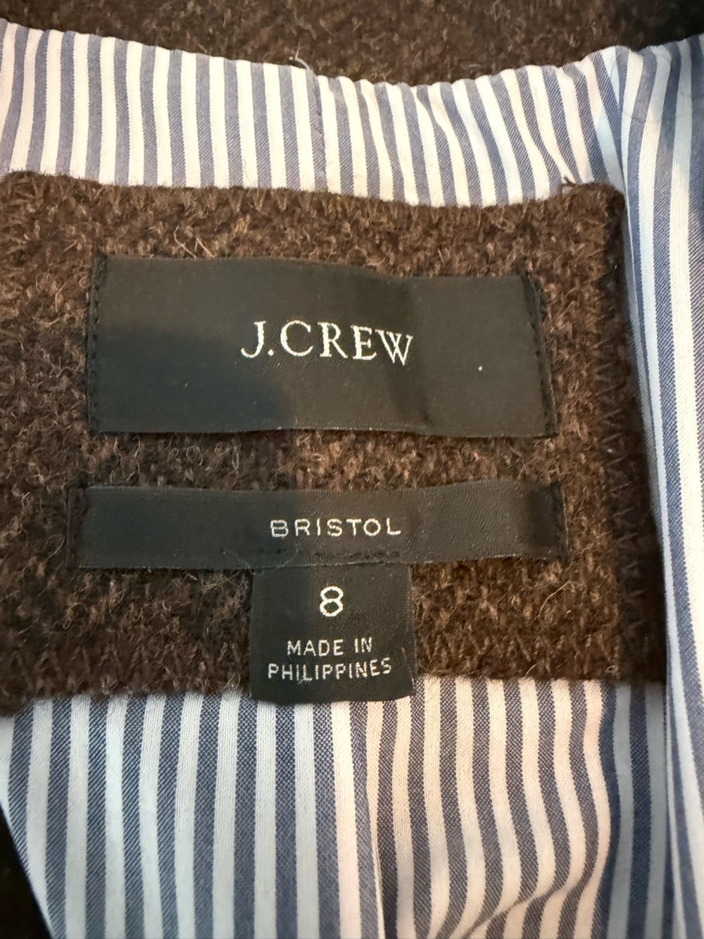 J. Crew Wool Women's Double-Breasted Brown Blazer Jacket NWOT 1349 - Picture 5 of 10